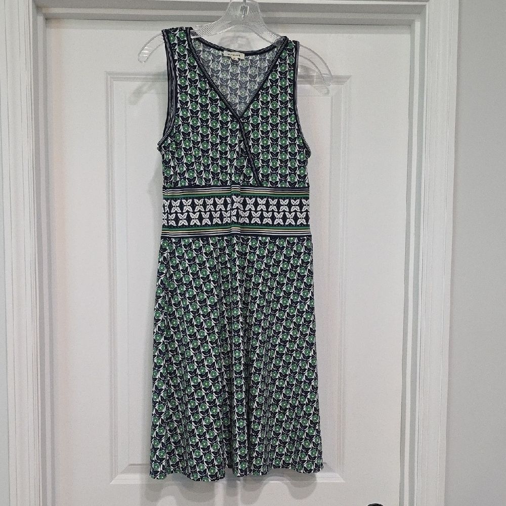 Max Studio Blue and Green Geometric Midi Dress